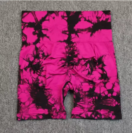 Tie-Dye Yoga  High Elastic Gym Shorts For Women.