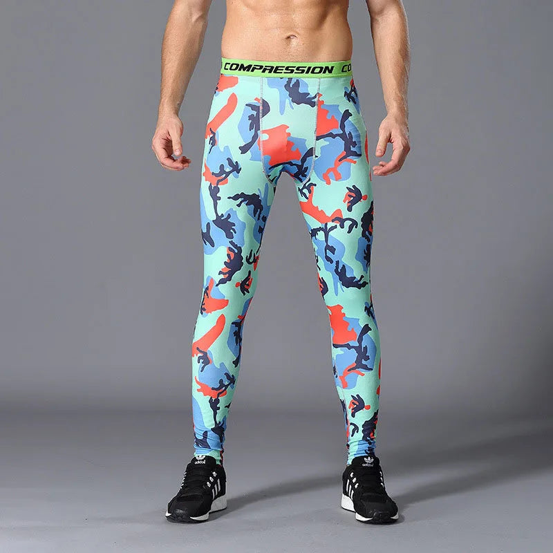 Men Camouflage Running Jogging Tights.