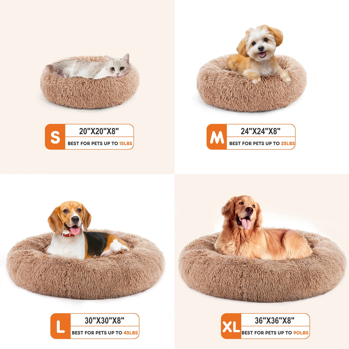 Washable JHK Calming Dog Bed for Medium to Large Dogs.