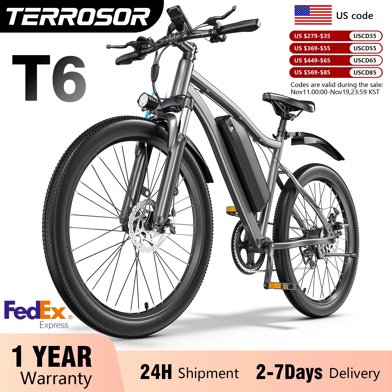 Terrosor Electric Bike,26" Fat Tire E- bike