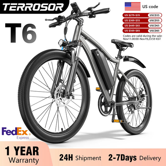 Terrosor Electric Bike,26" Fat Tire E- bike