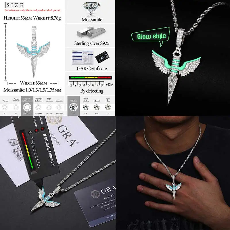 Classic Luminous Style Personalized Pendant with Necklace. (Silver 925 )