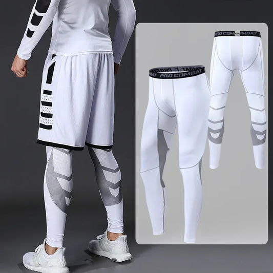 Men's PRO  COMBAT Compression Pants For  Cycling, Running, Basketball  & Soccer.