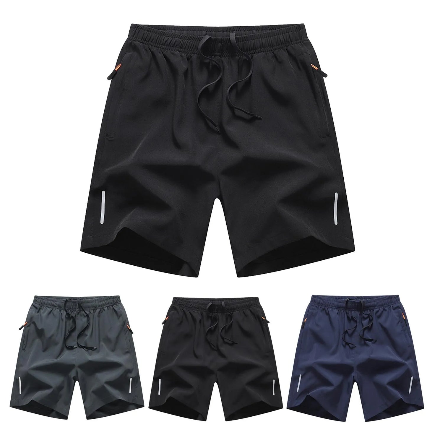 Quick Dry Athletic Shorts With Zipper Pockets  For Men.