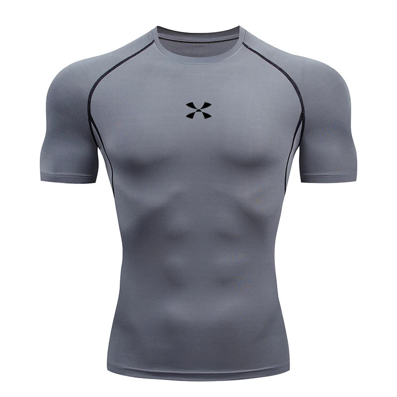 Men Athletic Compression Short Sleeve Running T Shirt.