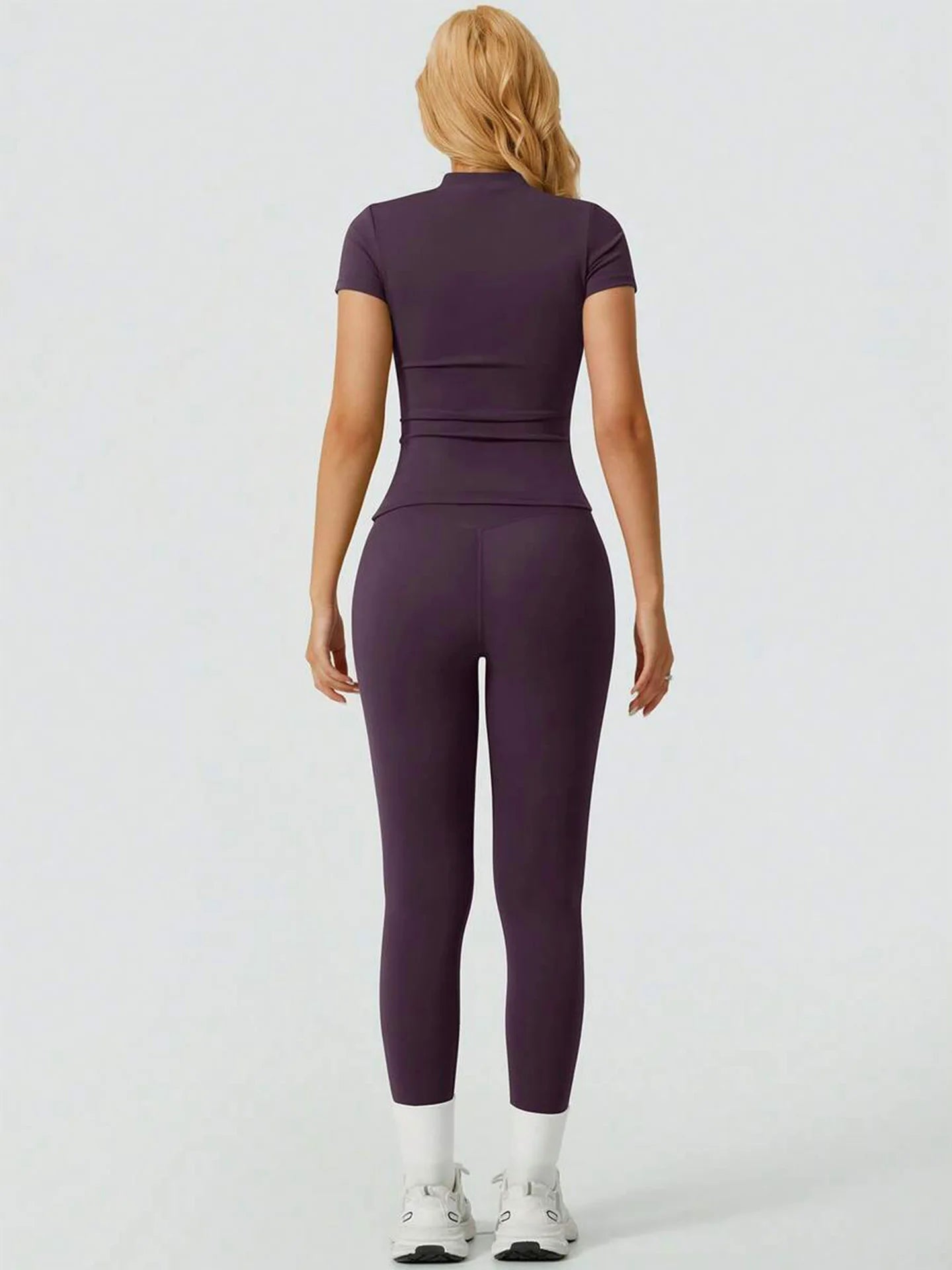 Two  Piece Yoga Set, Short Sleeve Top & High Waist Leggings For Women.