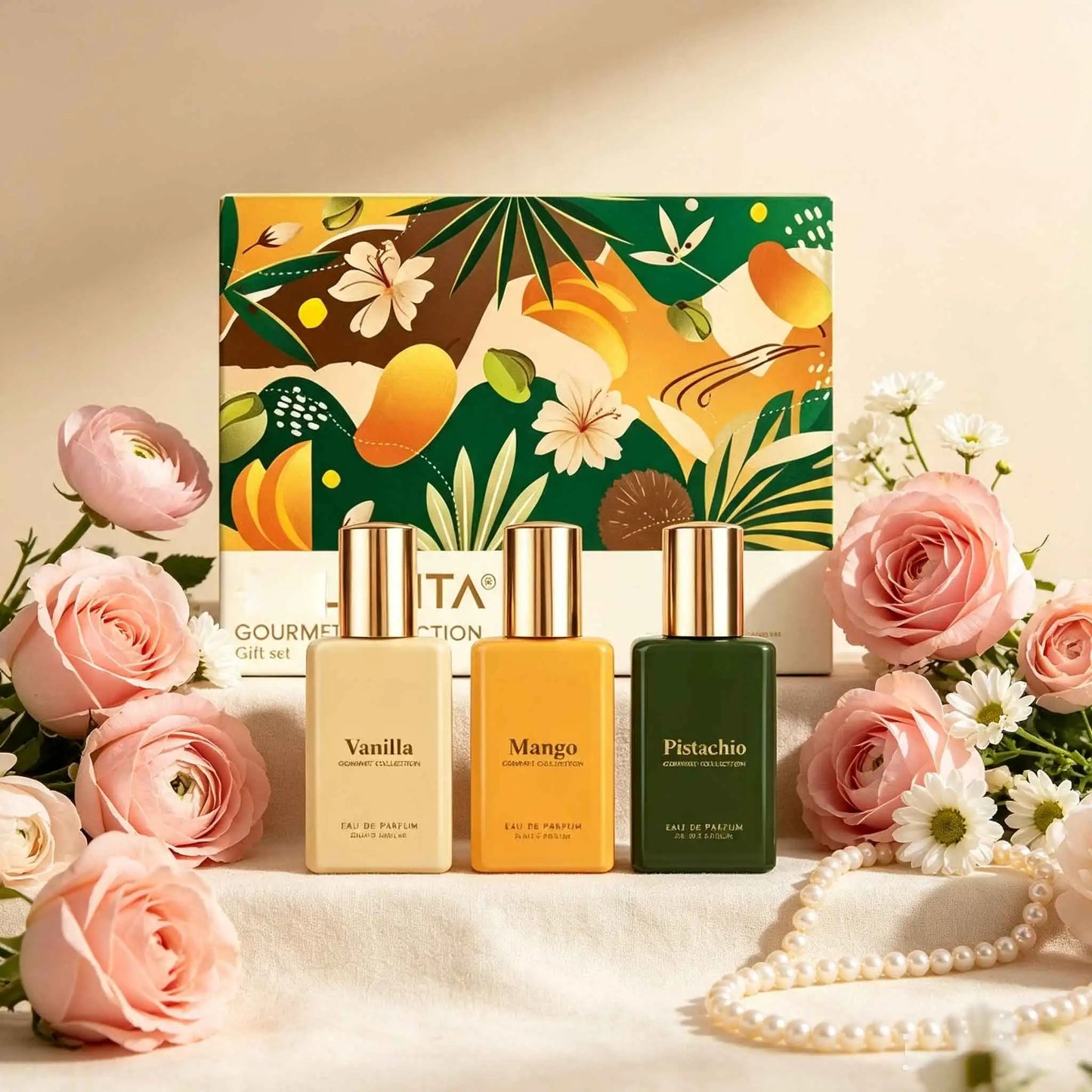 Bellavita  Perfume Gift Set With Vanilla, Mango And Pistachio Scents.