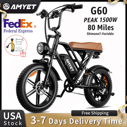 AMYET V9-G60 Adults Electric Mountain Bike For Men.