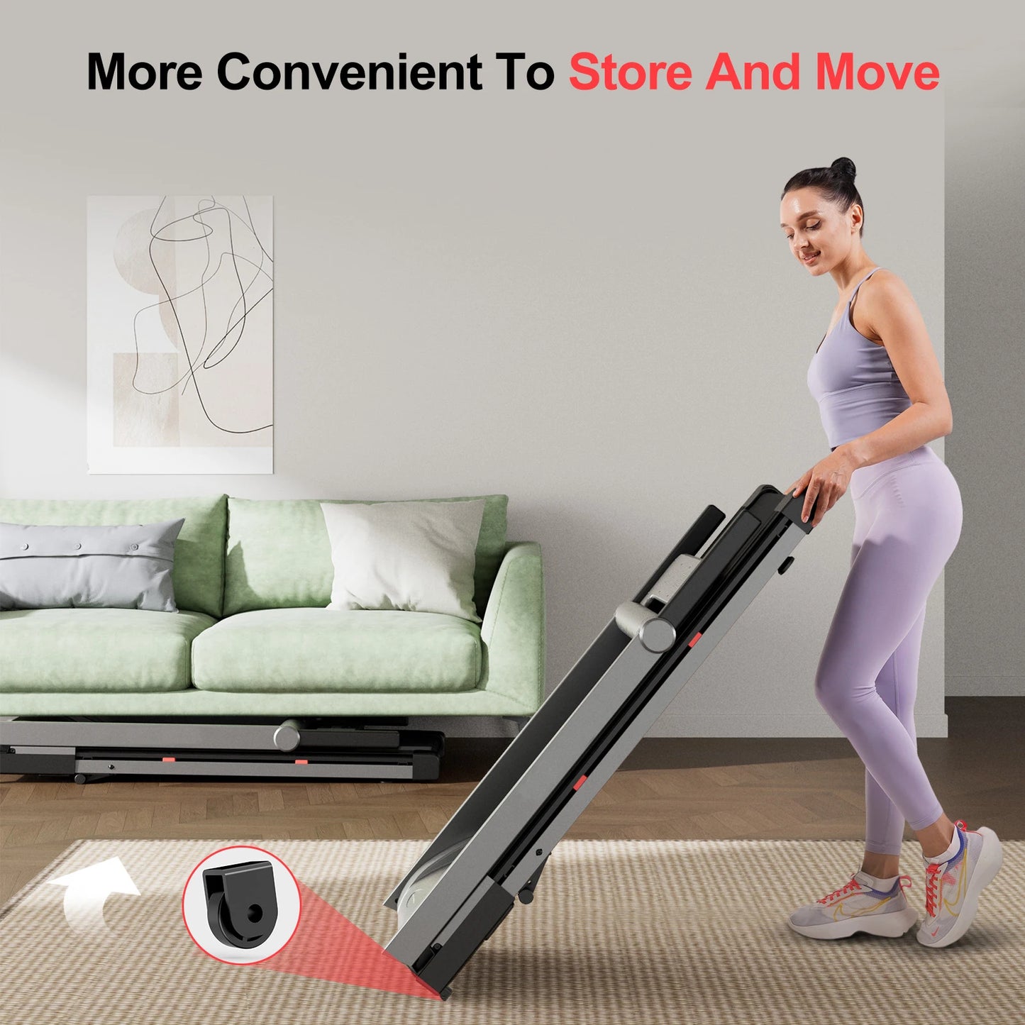 3.5HP Foldable Incline Home Treadmill With Handle Bar Holder