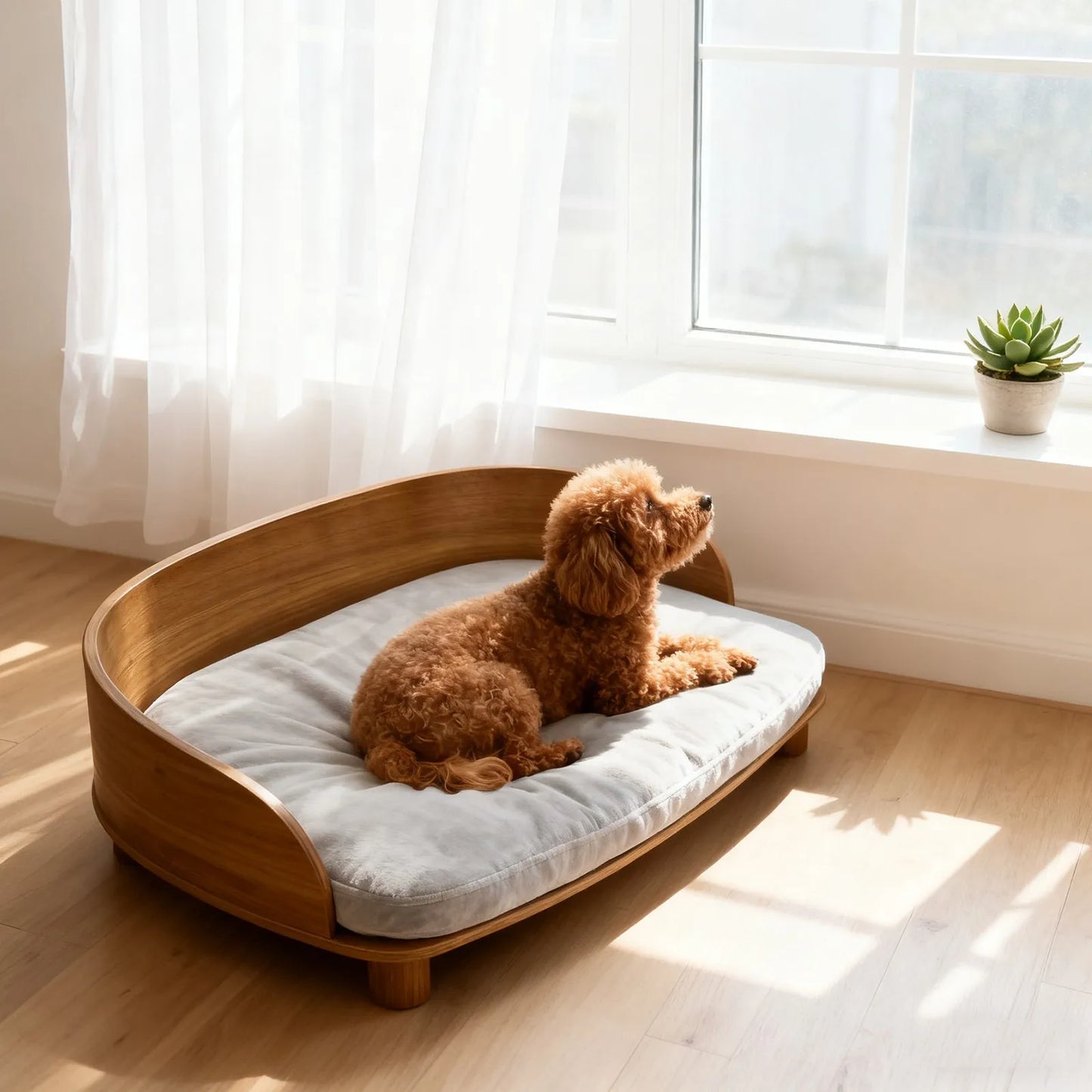 Unique Elevated Wood Sofa with Cushion For Pets.