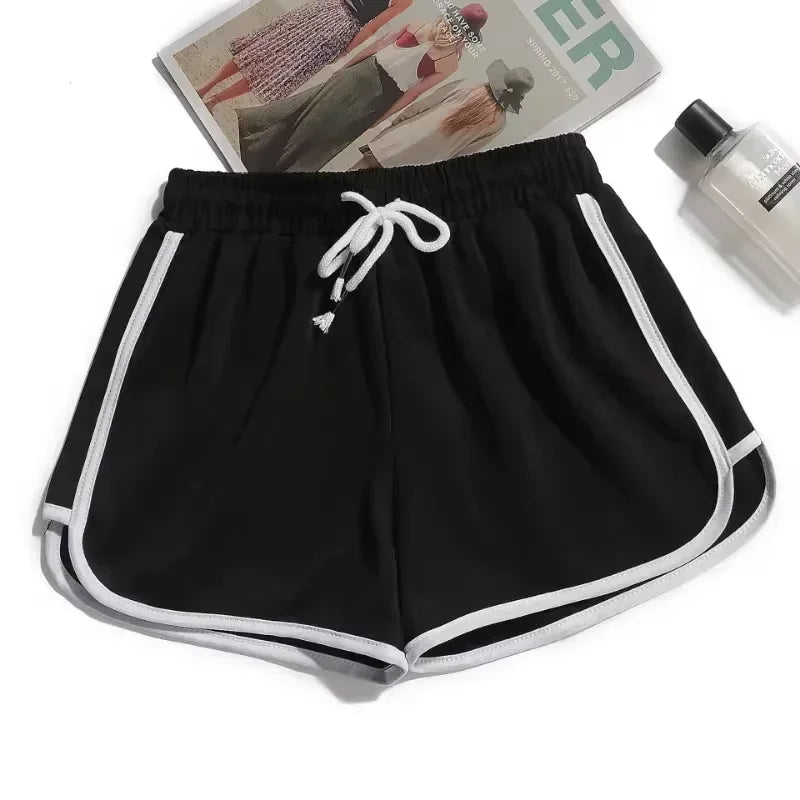 Striped Sports Shorts ,Loose & Wide For Women.