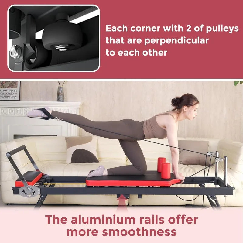 Foldable  JIRTEMOT Pilates Machine with Resistance Springs and Cords.