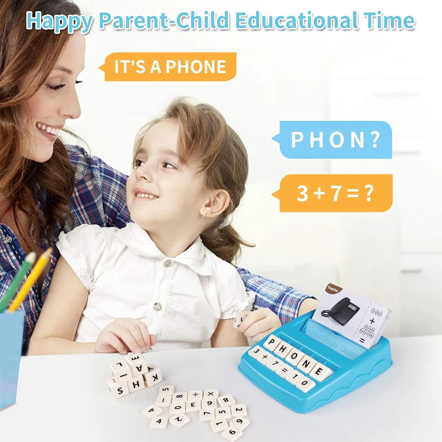 Educational 2 in 1 Matching Letter Spelling ,Number Cognition. Early Math Game for Boys  & Girls.