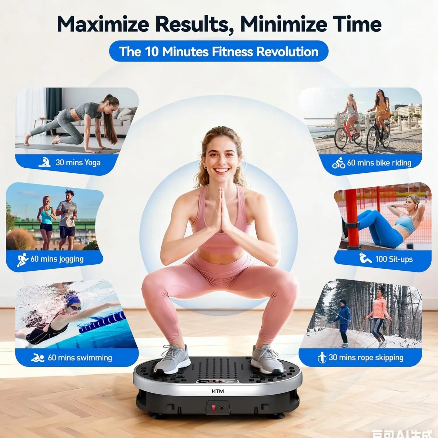 HTM Vibration Plate Exercise Machine With 120 Speed Levels & 9 Preset Programs For  Home Fitness.