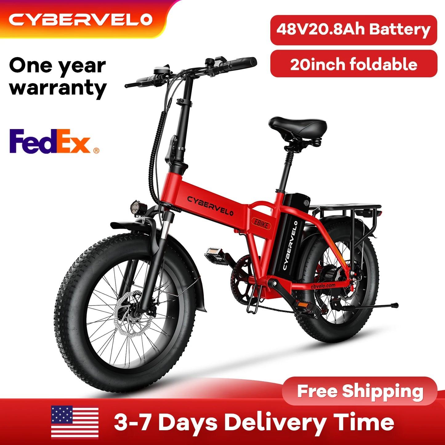 CYBERVELO 1000W Ebike For Adults With Removable Battery & 80 Miles Max Range.
