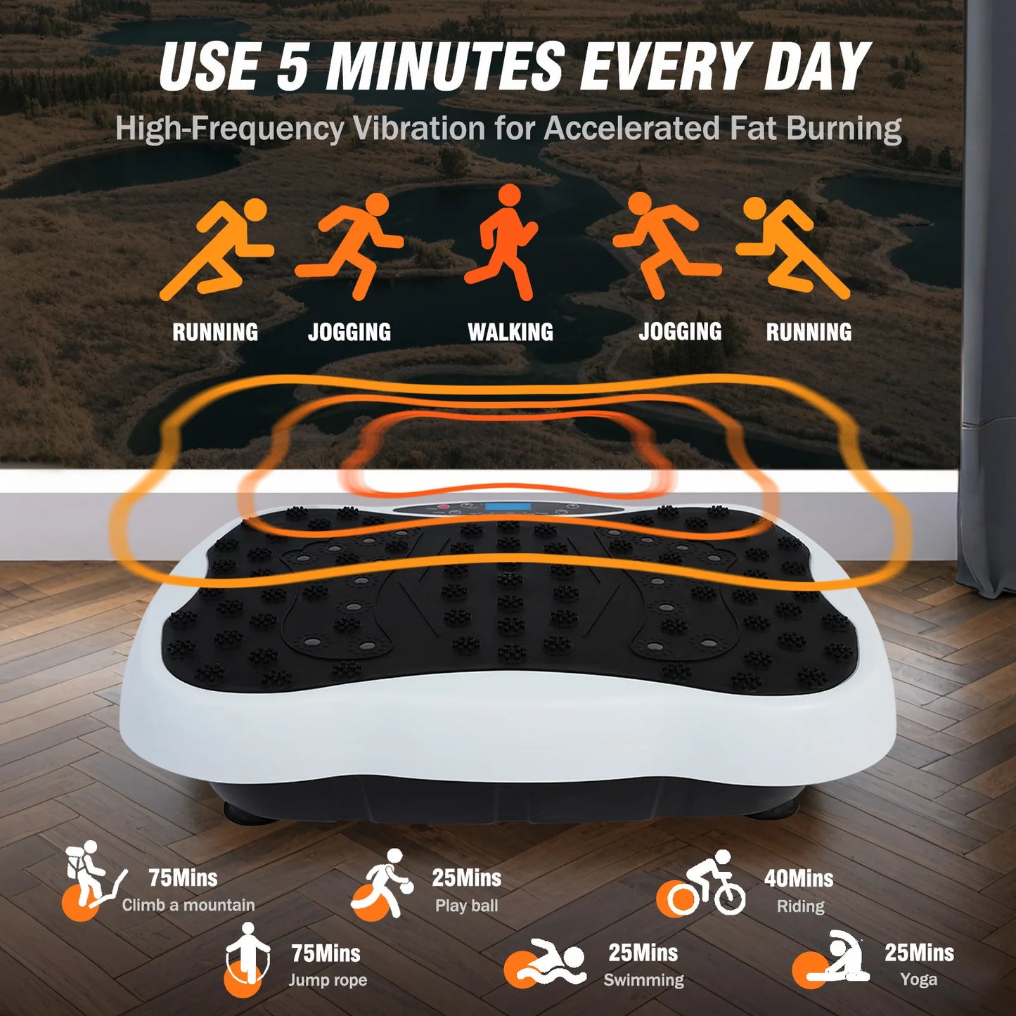 Full-Body Vibration Plate Exercise Machine For  Weight Loss with Resistance Bands & Remote Control.
