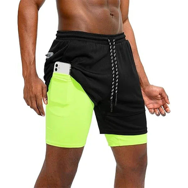2 In 1 Short Pant Double-deck Training Workout For Men.