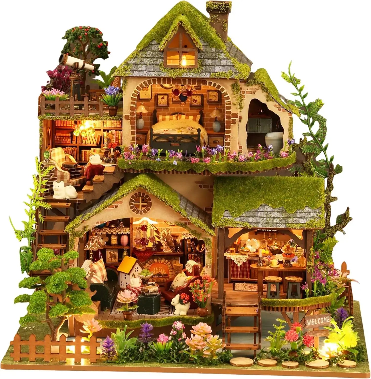 DIY Miniature House Kit for 14 + years featuring a detailed, enchanting forest design and eco-friendly materials.
