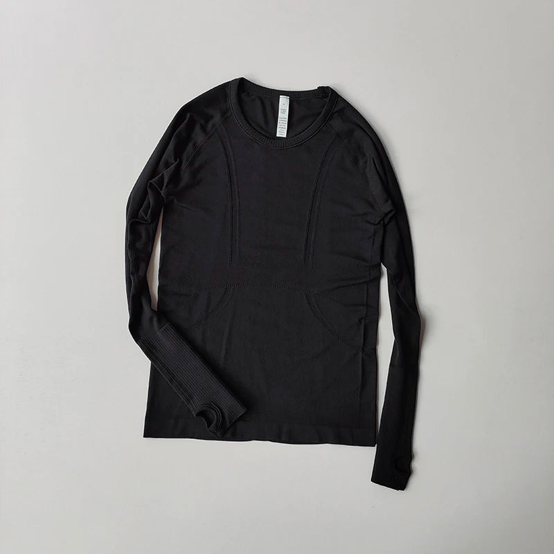 Yoga  Sports  Long Sleeve Tops With  Round Neck For Fitness Workout.