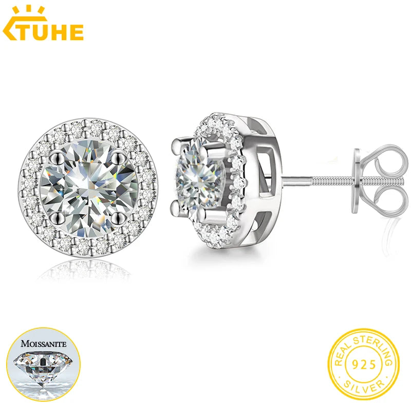 TUHE Unisex VVS1 Moissanite Women Earrings.