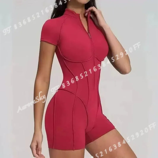 One Piece Short Sleeve Women Yoga Bodysuit.