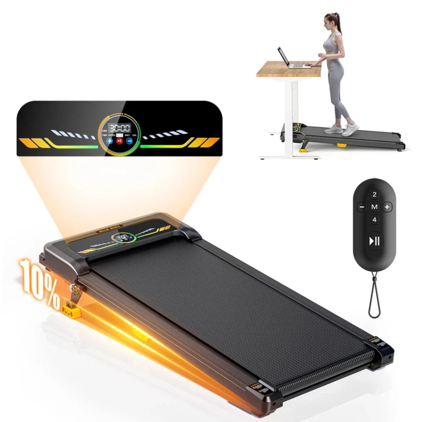 Portable Incline Walking Pad - 330lb Capacity & Remote Control.