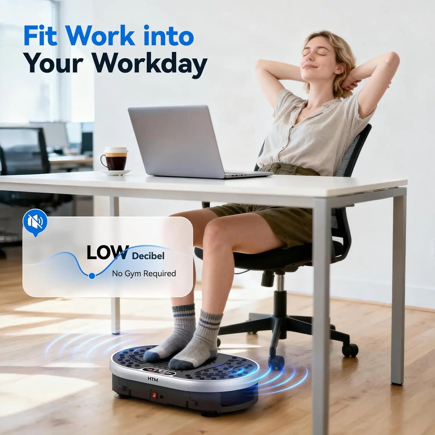 HTM Vibration Plate Exercise Machine With 120 Speed Levels & 9 Preset Programs For  Home Fitness.