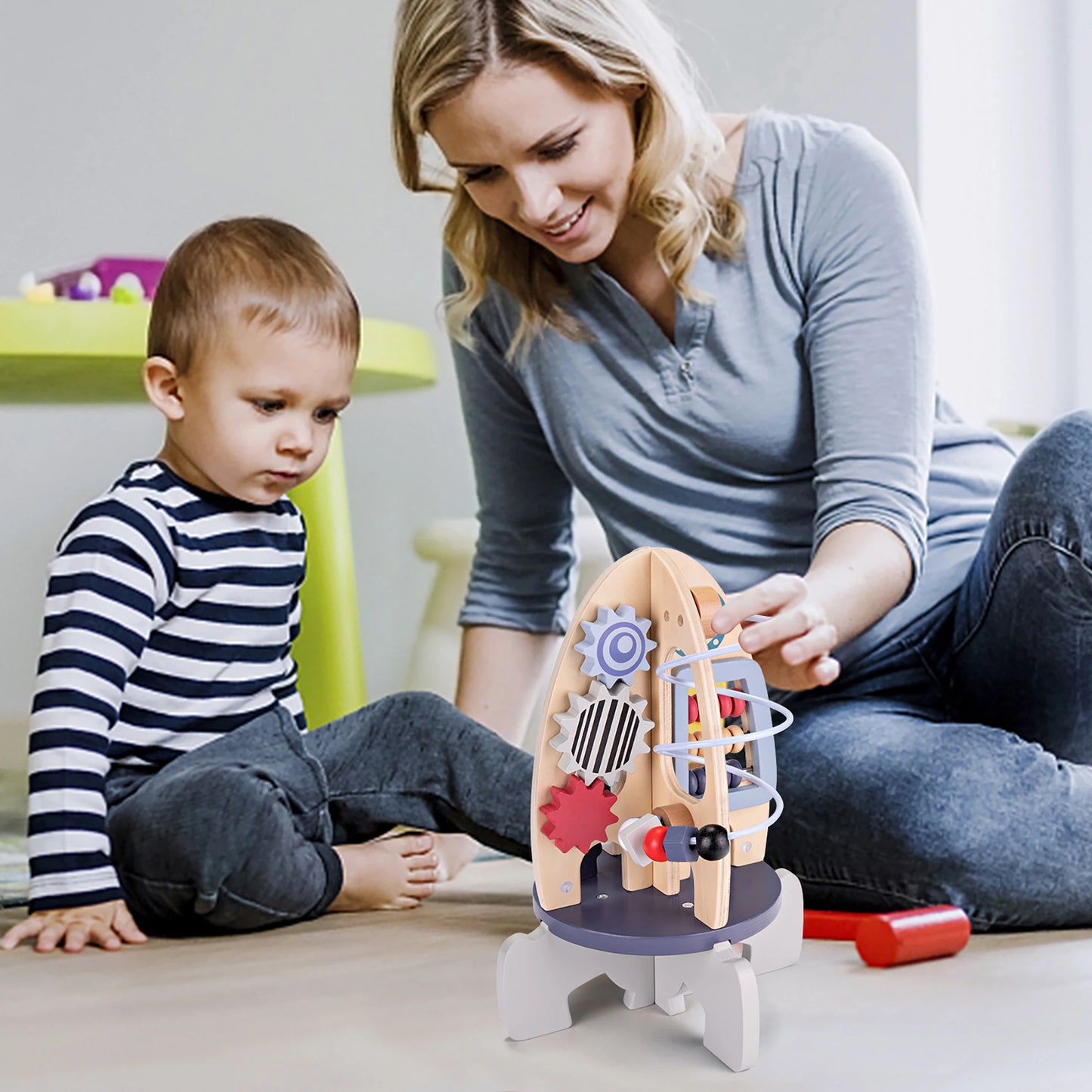Montessori  Wooden Toy Rocket Cube For Toddlers.