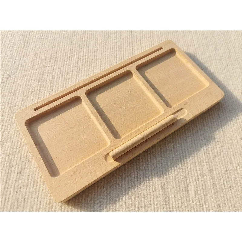 Montessori Toys Wooden Learning Tablet with Chalks Divided Trays.