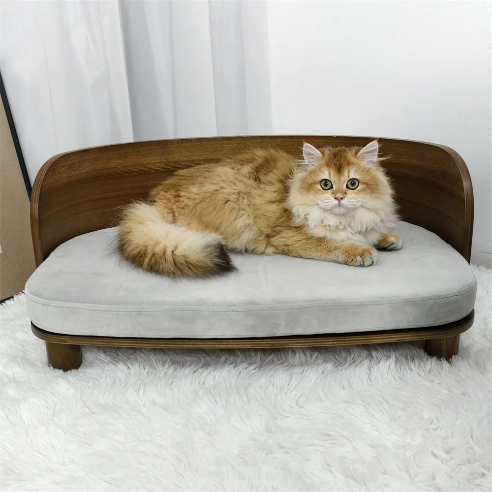 Unique Elevated Wood Sofa with Cushion For Pets.