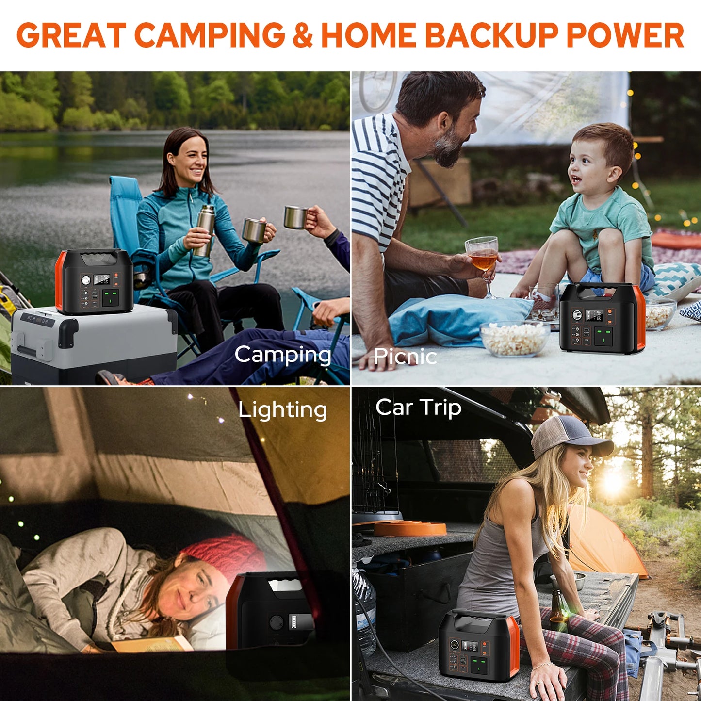 Portable Power Station 300W/150W Solar Generator.