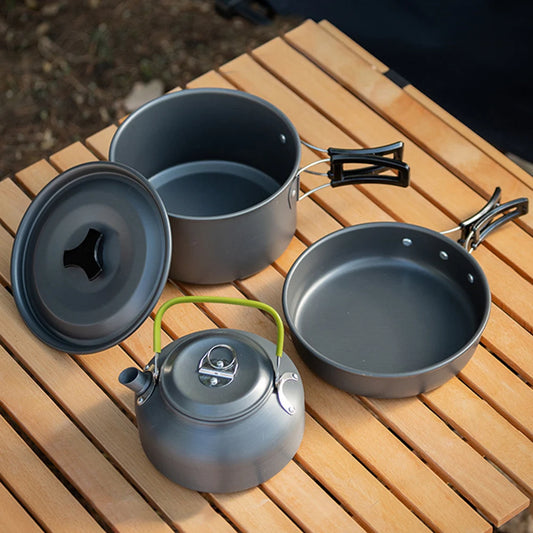3PCS Camping Cookware Set With Mesh Bag For Camping  & Backpacking .