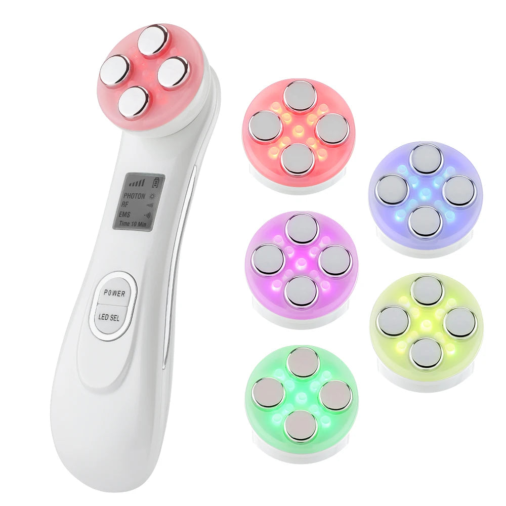 Five Colors RF Radio Frequency Facial LED Photon Beauty Device.