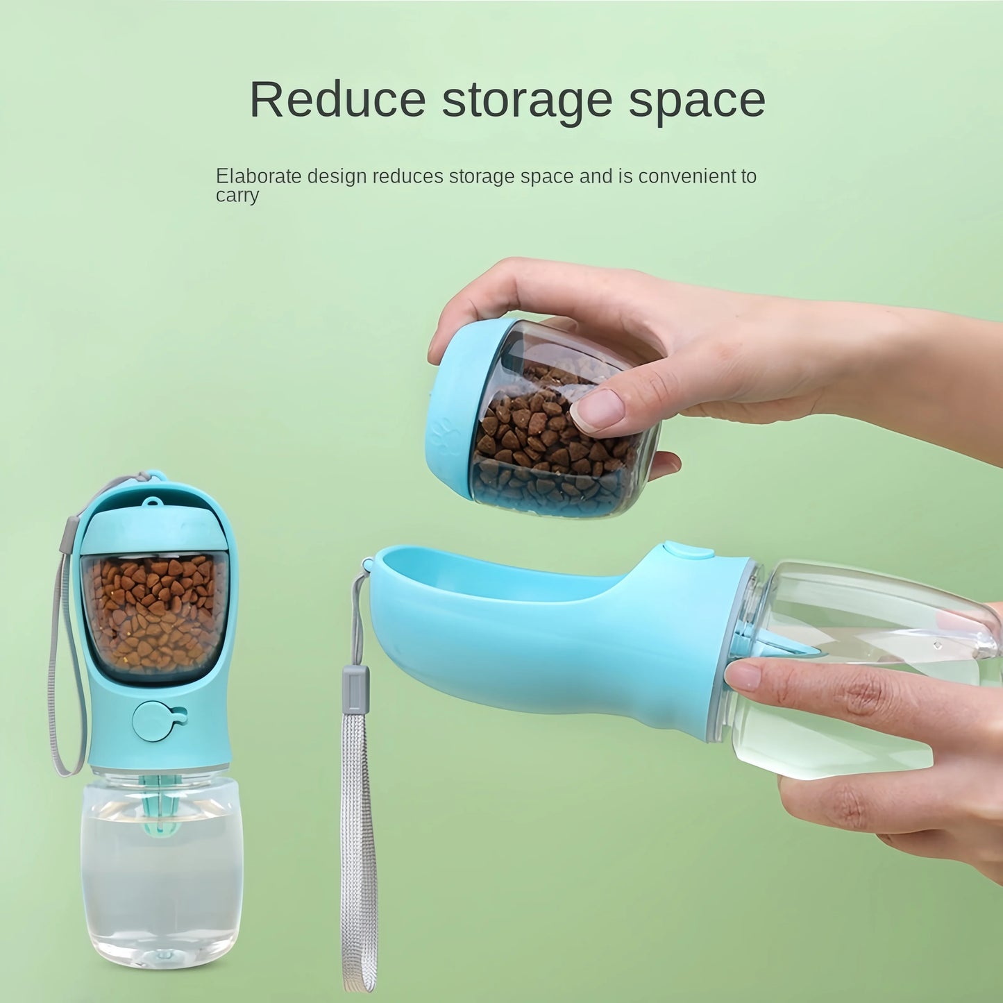 Portable Dog & Cat Bottle with Storage For  Food and Water.