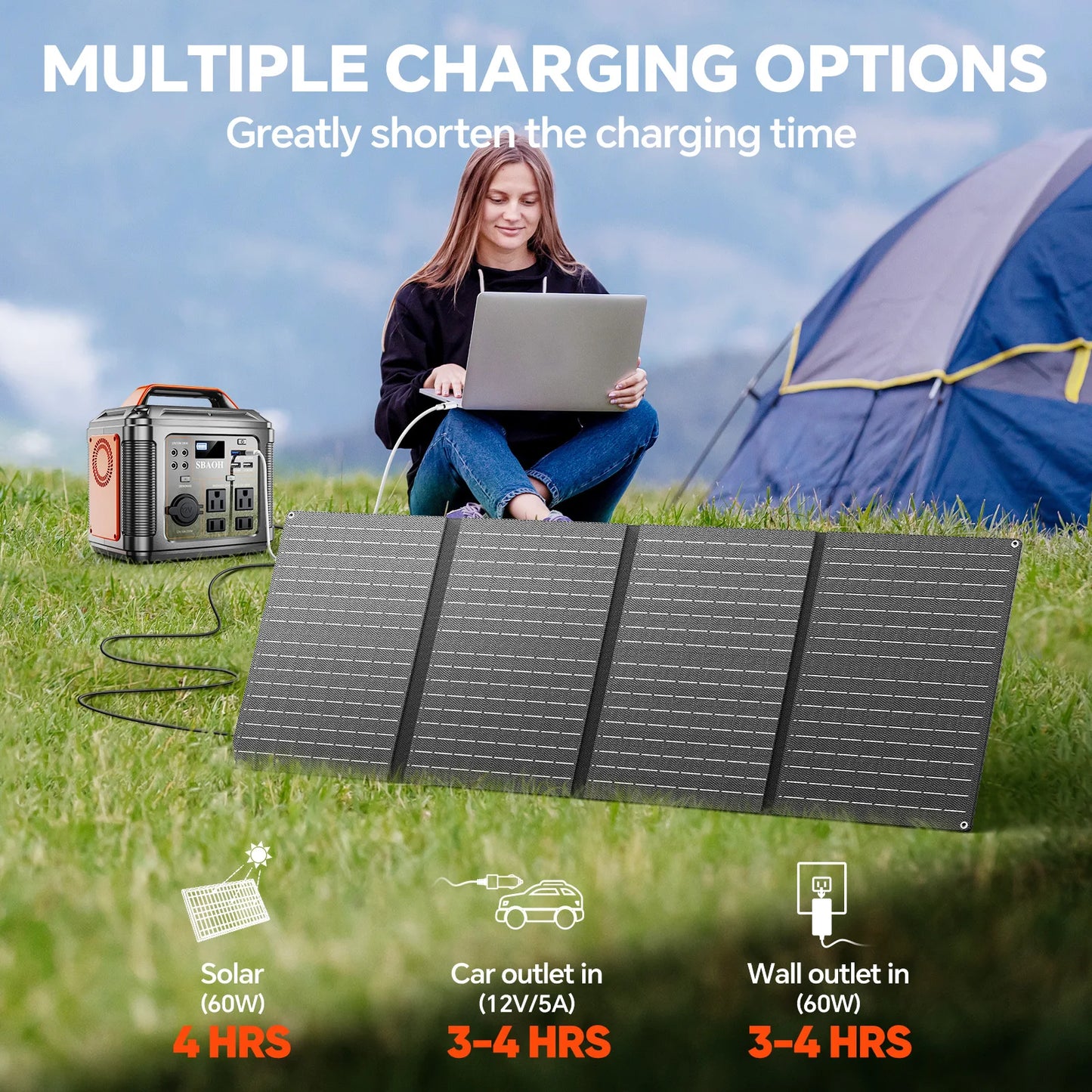 300W Portable Power Station with Solar Panel.