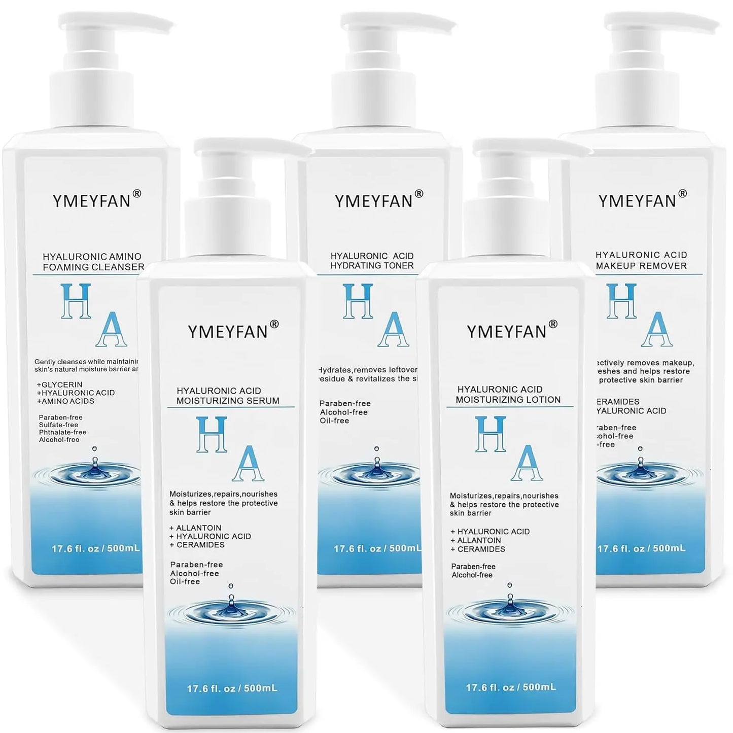 5-in-1 Professional Hyaluronic Acid Skin Care Set 17.6 Fl oz Ideal for Salons SPAs  &Home Use.