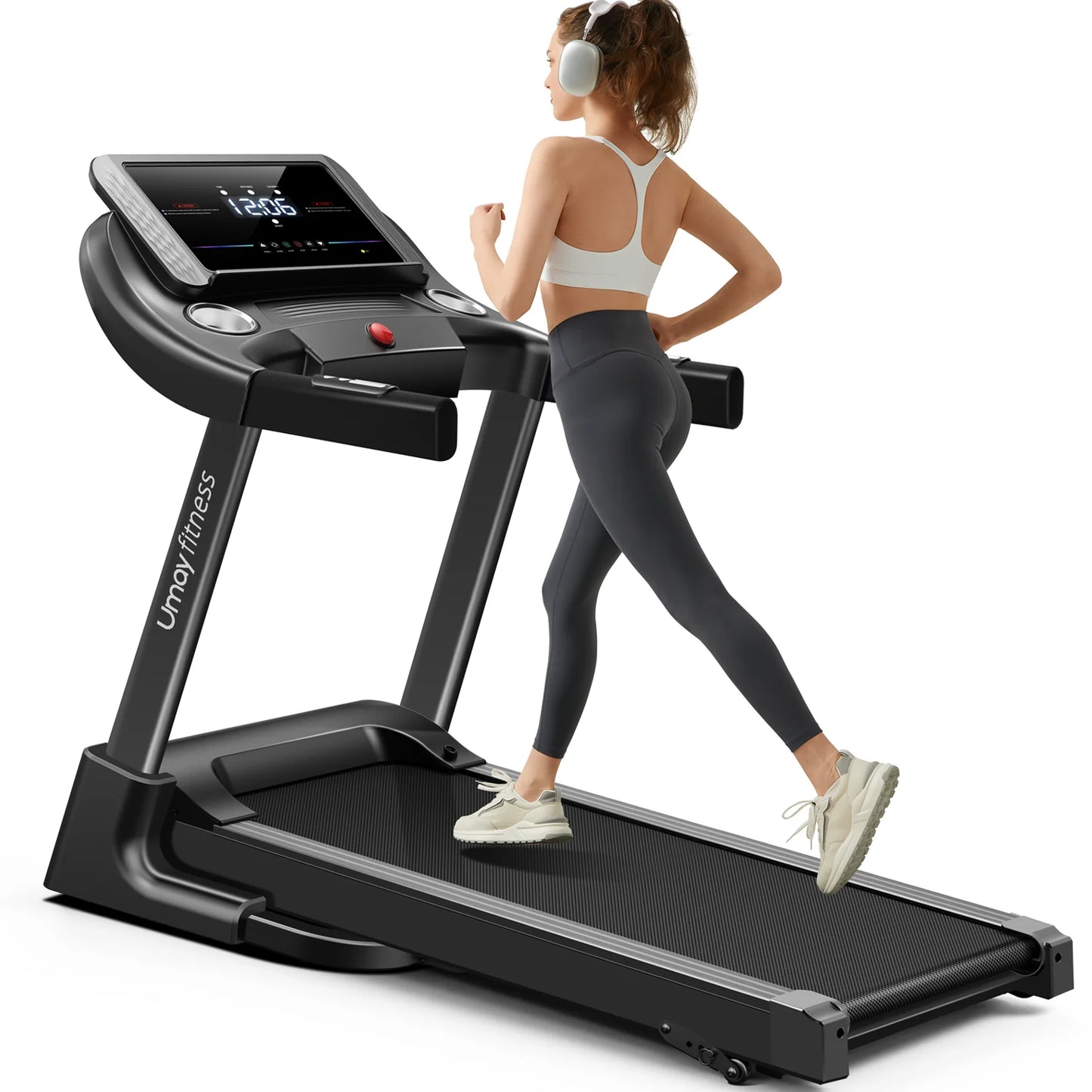 Home Folding Incline Treadmill with Pulse Sensors.