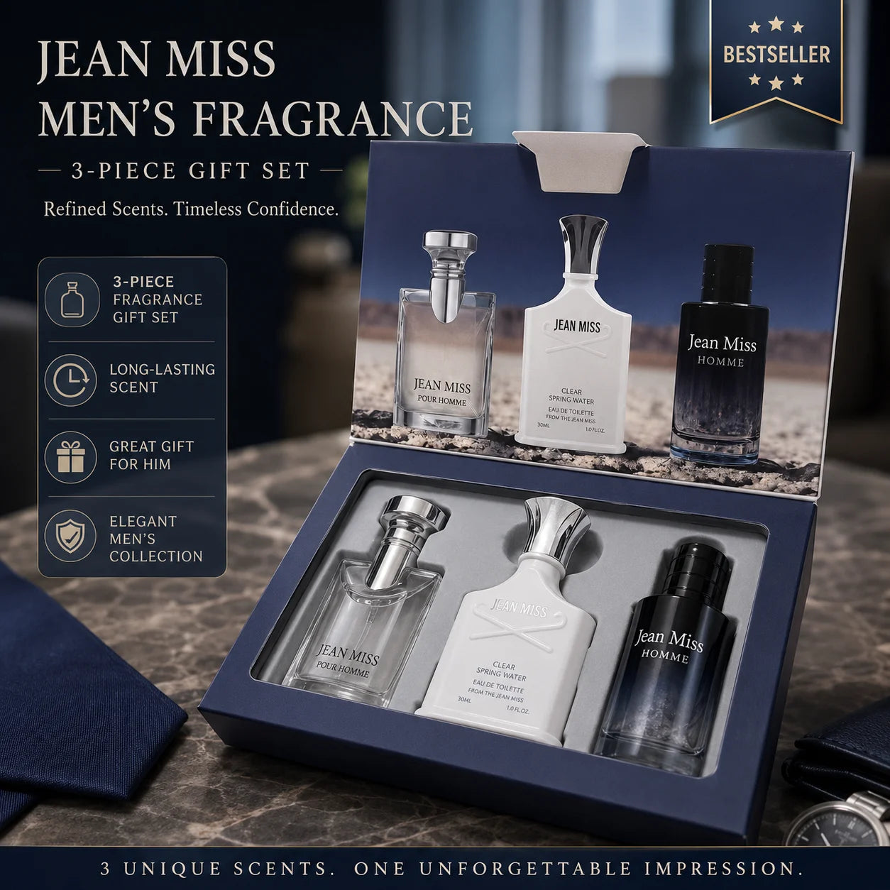 JEAN MISS Fresh Fragrance Men's Perfume Set 3pcs.