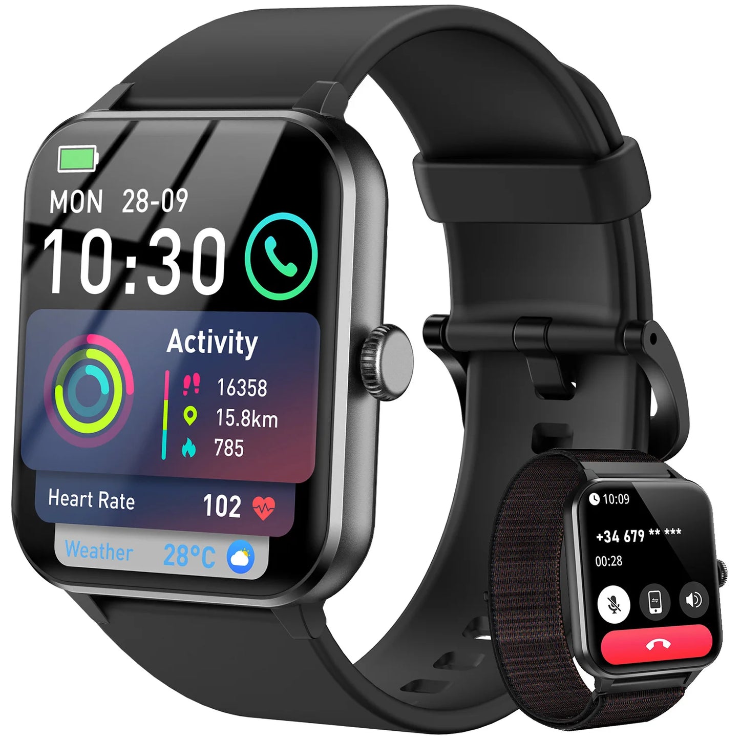 IOWODO R50 Waterproof Smart Watch 1.85'' HD Screen For Men & Women.