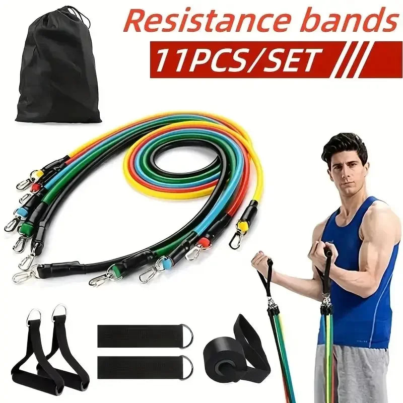 11 Pcs/Set TPE Resistance Band Set.