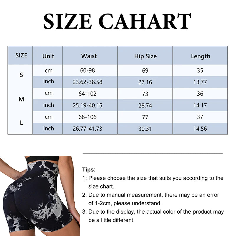 Tie-Dye Yoga  High Elastic Gym Shorts For Women.