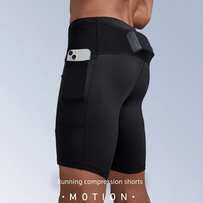 GENDAWAY Men's Compression Marathon Running Shorts with Waist Pack.