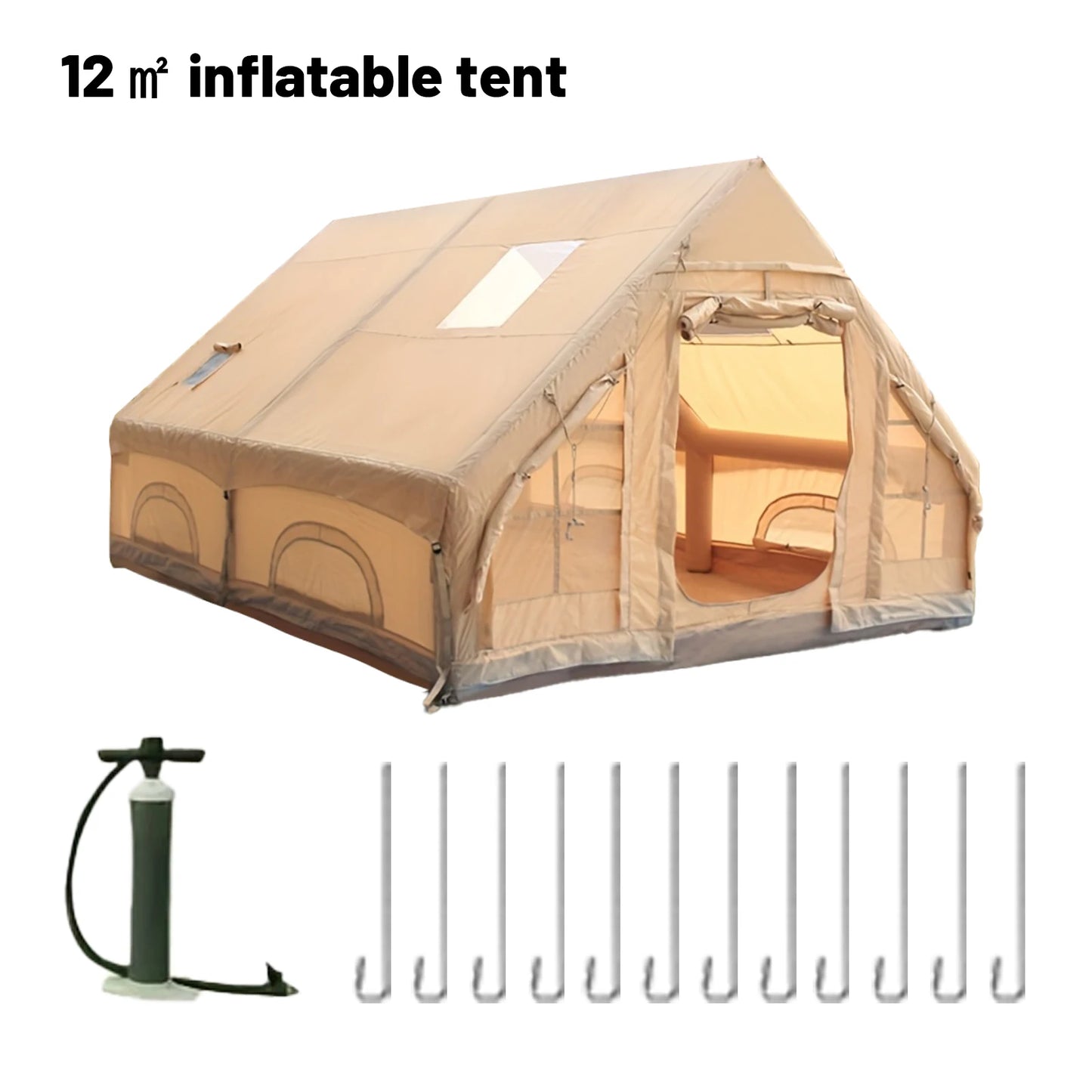 Luxury Inflatable Tents With Stove Plug, 4/6/8 Person For Family Camping.