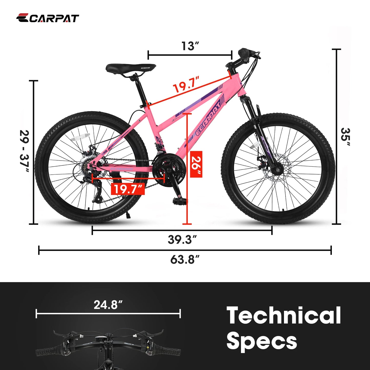 Carpat Mountain Bike 24 - 26 Inch Wheels For Girls.