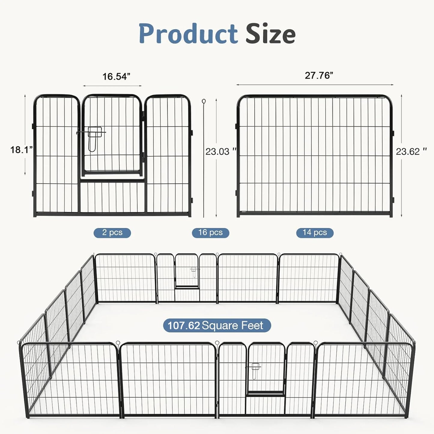 Outdoor JHK 16 Panels Dog Playpen For  Pets.