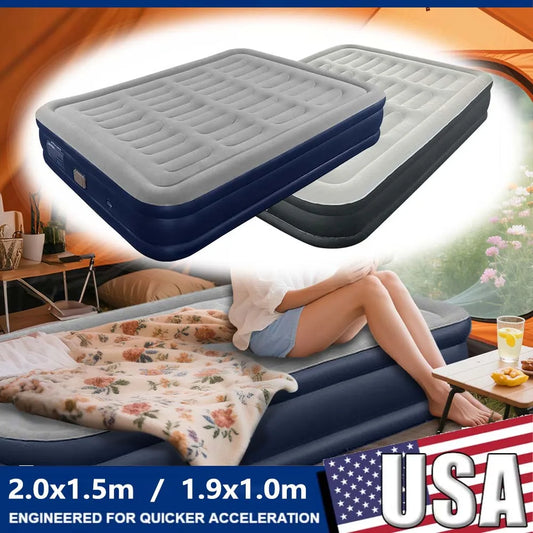 1-2 Person PVC Automatic Inflatable Mattress For  Camping With  Home Built-In Pump.