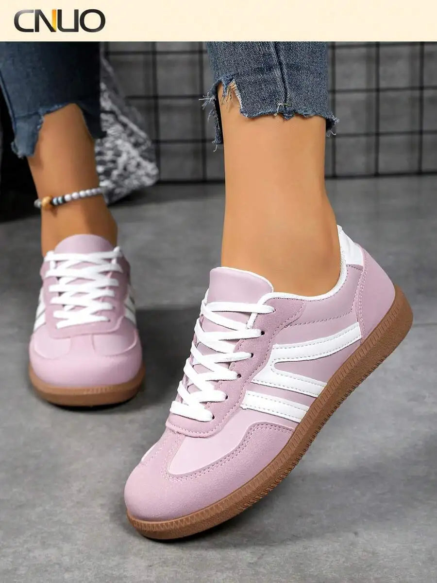 CNUO Casual Flat Sneakers With White Stripes For Women.
