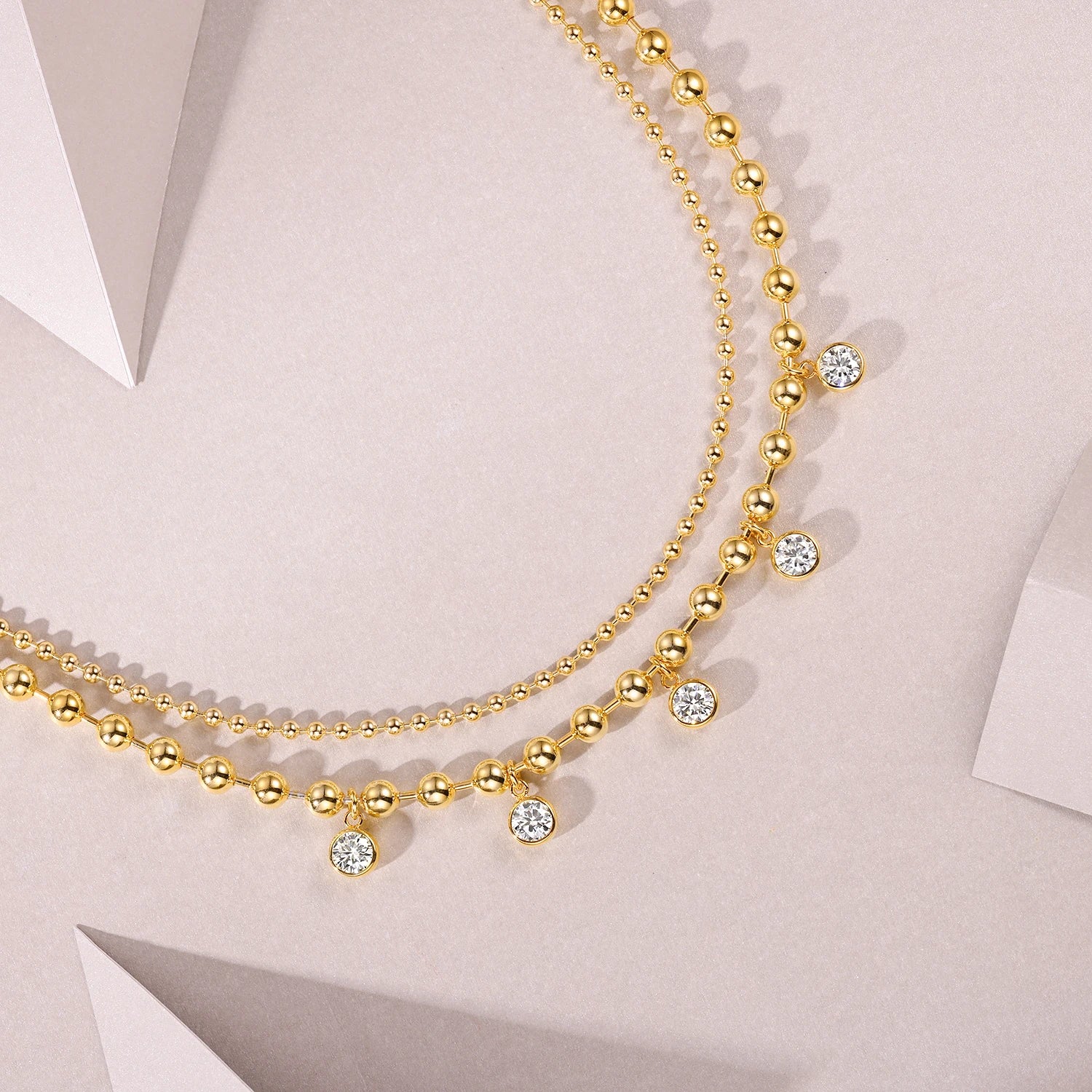 JIUZUAN Moissanite Layered Necklace 