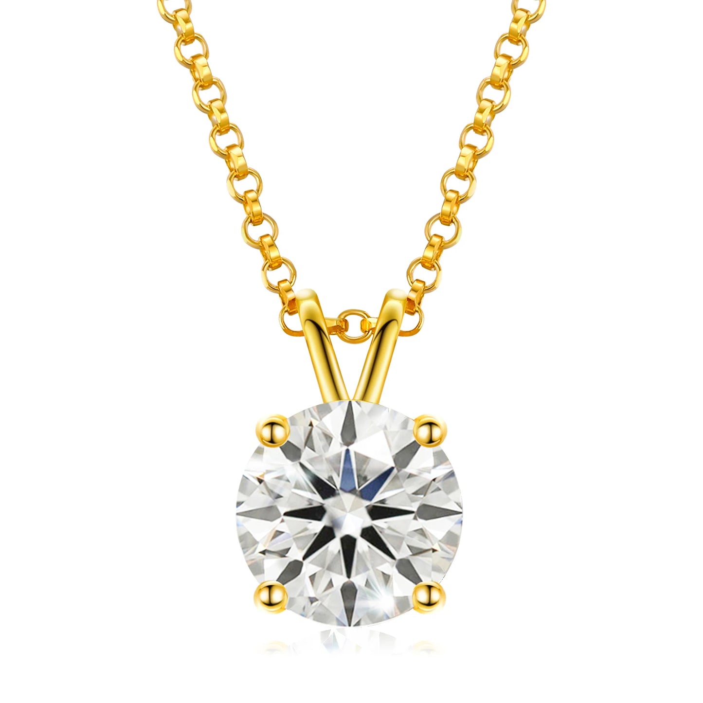 Classic 0.1-4 Carat Real Moissanite Pendant With Necklace.