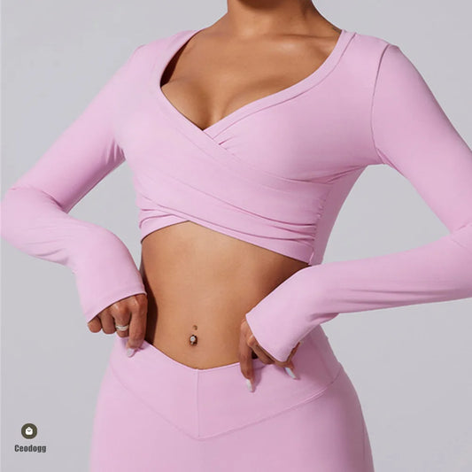 Sports Long-Sleeved  Crop Top For Women.